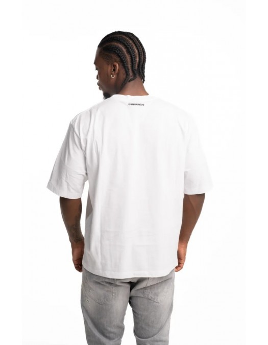 Tricou DSQUARED2, ICONique Loose Fit T-Shirt, Dirty Alb - S78GD0118D20033962