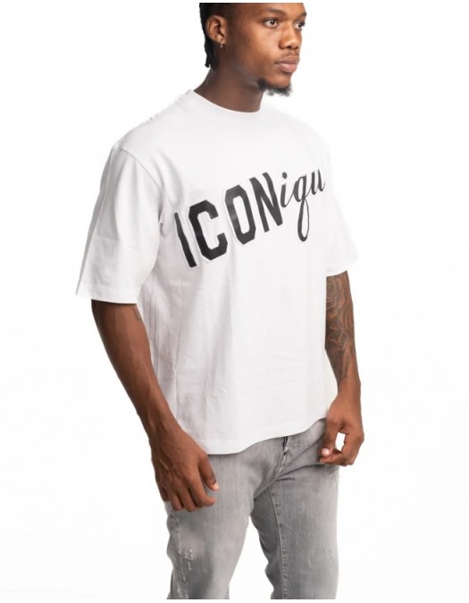 Tricou DSQUARED2, ICONique Loose Fit T-Shirt, Dirty Alb - S78GD0118D20033962