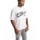 Tricou DSQUARED2, ICONique Loose Fit T-Shirt, Dirty Alb - S78GD0118D20033962