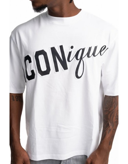 Tricou DSQUARED2, ICONique Loose Fit T-Shirt, Dirty Alb - S78GD0118D20033962