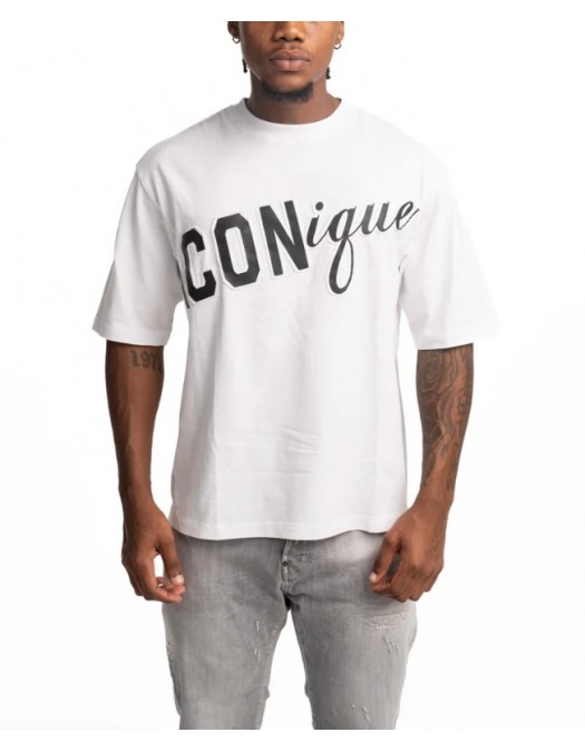 Tricou DSQUARED2, ICONique Loose Fit T-Shirt, Dirty Alb - S78GD0118D20033962