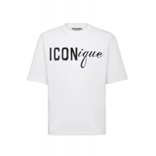 Tricou DSQUARED2, ICONique Loose Fit T-Shirt, Alb