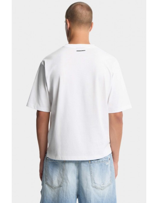Tricou DSQUARED2, ICONique Loose Fit T-Shirt, Alb - S78GD0121D20033100