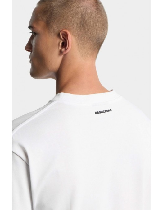 Tricou DSQUARED2, ICONique Loose Fit T-Shirt, Alb - S78GD0121D20033100