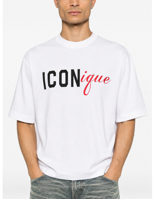 Tricou DSQUARED2, Iconique-print T-shirt, Alb - S78GD0123D20106100