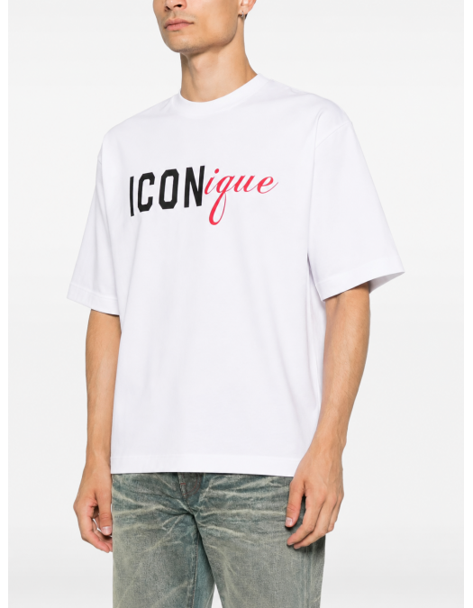 Tricou DSQUARED2, Iconique-print T-shirt, Alb - S78GD0123D20106100