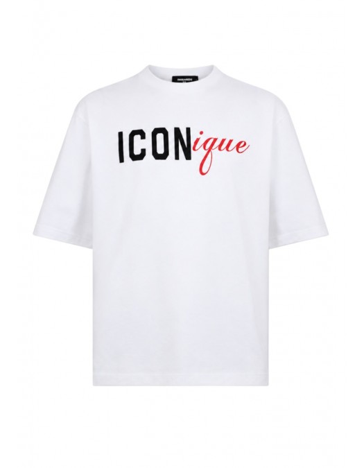 Tricou DSQUARED2, Iconique-print T-shirt, Alb - S78GD0123D20106100