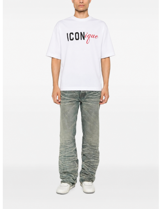 Tricou DSQUARED2, Iconique-print T-shirt, Alb - S78GD0123D20106100