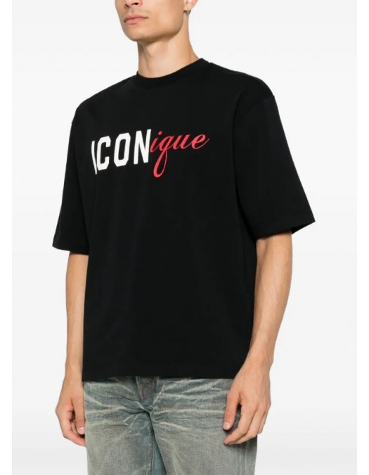 Tricou DSQUARED2, Iconique-print T-shirt, Negru - S78GD0123D20106900
