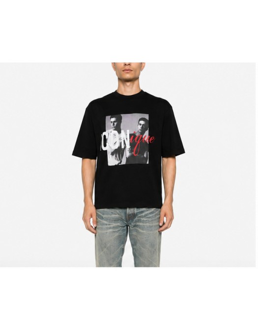 Tricou DSQUARED2, Iconique-print multicolor T-shirt, Negru - S78GD0124D20106900