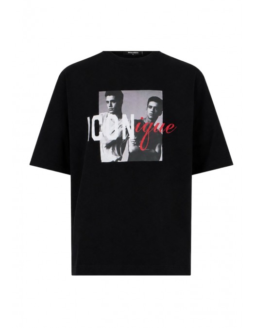 Tricou DSQUARED2, Iconique-print multicolor T-shirt, Negru - S78GD0124D20106900