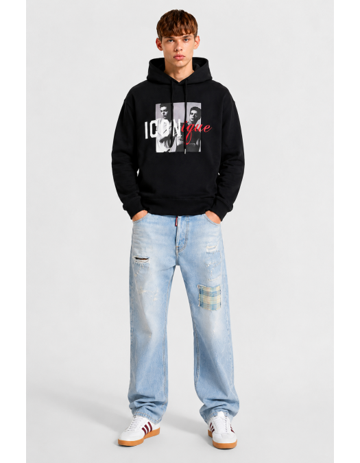 Hanorac DSQUARED2, Logo ICONIQUE, Negru - S78GU0092D25029900