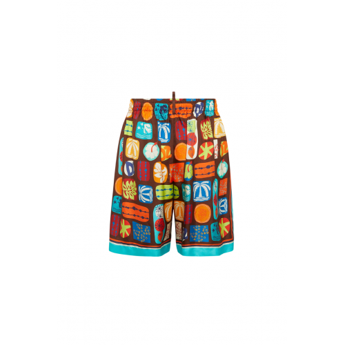 Bermude DSQUARED2, Summer Lovers, Elastic Printed Boxer, Multicolor