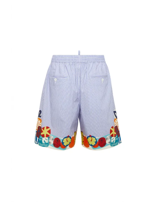 SHORT DSQUARED2, Summer Lovers Elastic Pinstripe Boxer, Blue - S78MU0060D35286001S SHORT DSQUARED2, Summer Lovers Elastic Pinstripe Boxer, Blue - S78MU0060D35286001S