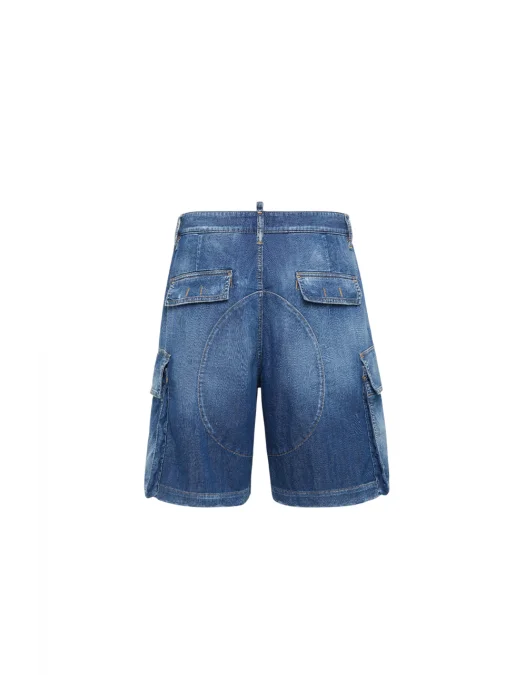 Pantaloni scurti DSQUARED2, Summer Lovers, Medium Wash, Loose Cargo, Blue - S78MU0062S30341470 Pantaloni scurti DSQUARED2, Summer Lovers, Medium Wash, Loose Cargo, Blue - S78MU0062S30341470