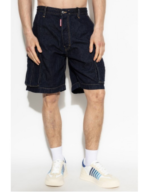 Pantaloni scurti DSQUARED2, Summer Lovers, Dark Wash Cargo, Navy Blue - S78MU0064S30825470 Pantaloni scurti DSQUARED2, Summer Lovers, Dark Wash Cargo, Navy Blue - S78MU0064S30825470