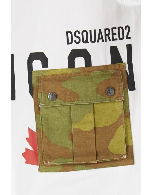 Camasa DSQUARED2 ICON, Army Pocket, White - S79DL0016S36275100