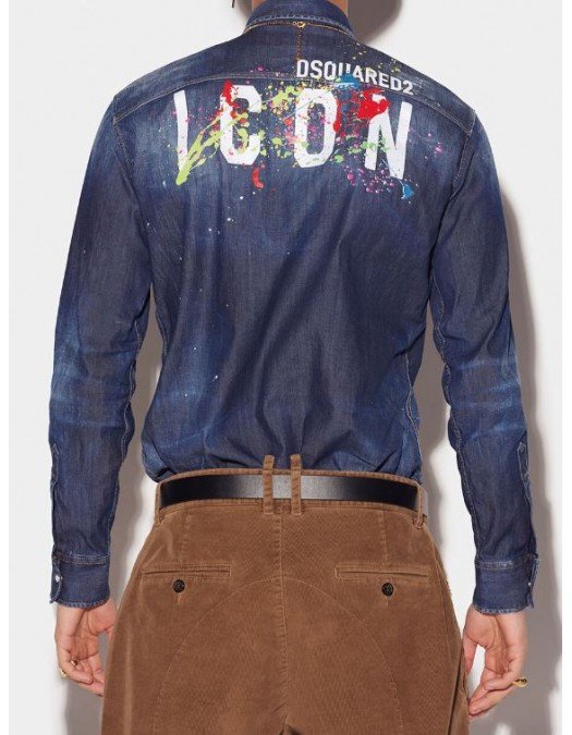 Camasa DSQUARED2, Icon Splatter, Bumbac - S79DL0025S30341470