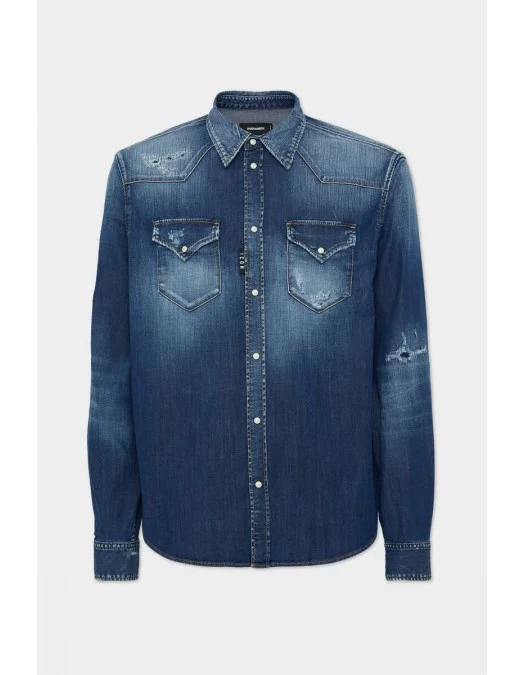 Camasa DSQUARED2, Icon Regular,Wester, Blue - S79DL0049S30341470 Camasa DSQUARED2, Icon Regular,Wester, Blue - S79DL0049S30341470