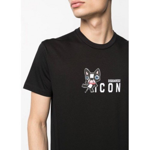 Tricou Dsquared2, Imprimeu Pet Colorat, BLACK