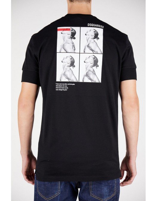 Tricou Dsquared2, Ibrahimovic, Cu print pe spate, Negru - S79GC0026S23009900 Tricou Dsquared2, Ibrahimovic, Cu print pe spate, Negru - S79GC0026S23009900