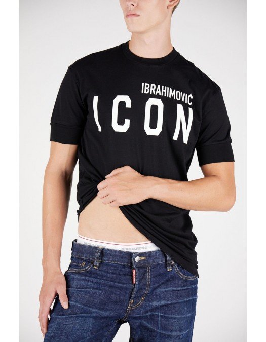 Tricou Dsquared2, Ibrahimovic, Cu print pe spate, Negru - S79GC0026S23009900 Tricou Dsquared2, Ibrahimovic, Cu print pe spate, Negru - S79GC0026S23009900