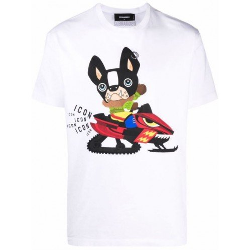 Tricou DSQUARED2, Insertie ICON DOG, White