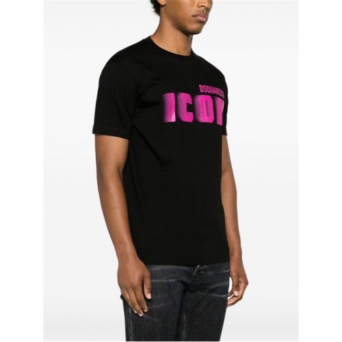 TRICOU DSQUARED2, Icon Blur, Black Pink Loose Fit TRICOU DSQUARED2, Icon Blur, Black Pink Loose Fit