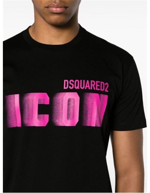 TRICOU DSQUARED2, Icon Blur, Black Pink Loose Fit - S79GC0081S23009970X