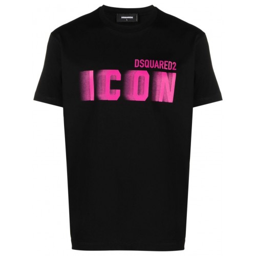 TRICOU DSQUARED2, Icon Blur, Black Pink Loose Fit TRICOU DSQUARED2, Icon Blur, Black Pink Loose Fit