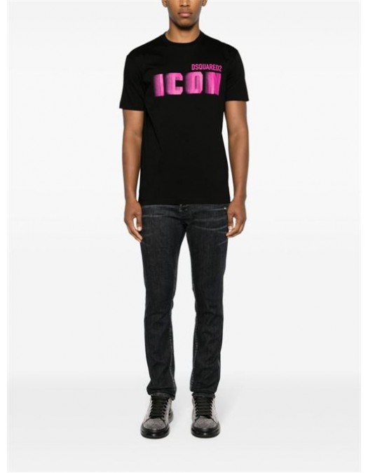 TRICOU DSQUARED2, Icon Blur, Black Pink Loose Fit - S79GC0081S23009970X