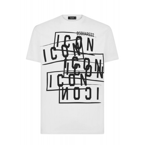 Tricou DSQUARED2, ICON Stamps, Alb Tricou DSQUARED2, ICON Stamps, Alb