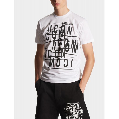 Tricou DSQUARED2, ICON Stamps, Alb Tricou DSQUARED2, ICON Stamps, Alb