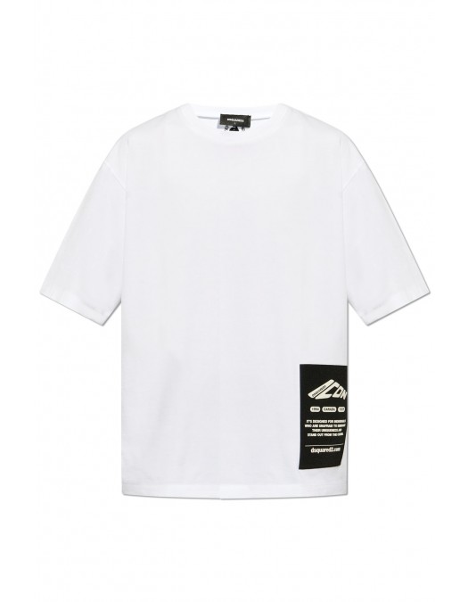 Tricou DSQUARED2, Black Logo Patch, White - S79GC0101D20033100