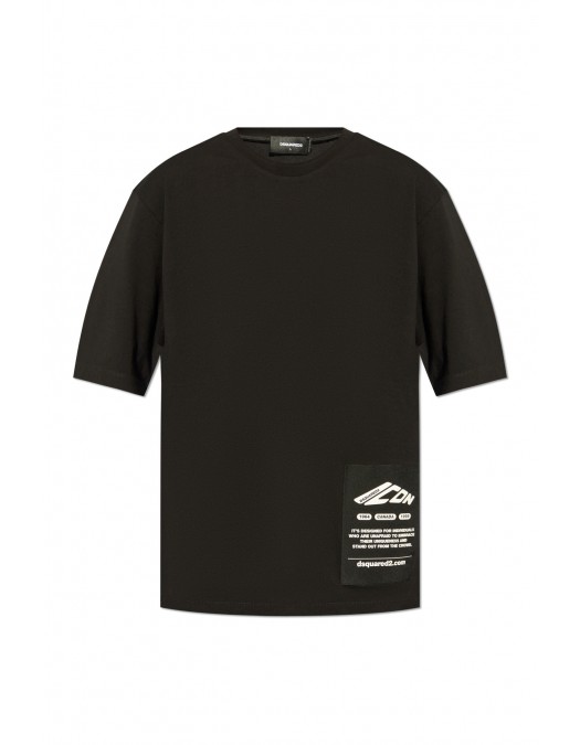 Tricou DSQUARED2, Black Logo Patch, Black - S79GC0101D20033900