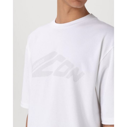 TRICOU DSQUARED, Logo-Print ICON, Alb, Loose Fit TRICOU DSQUARED, Logo-Print ICON, Alb, Loose Fit