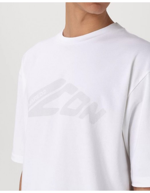 TRICOU DSQUARED, Logo-Print ICON, Alb, Loose Fit - S79GC0109S24583100 TRICOU DSQUARED, Logo-Print ICON, Alb, Loose Fit - S79GC0109S24583100