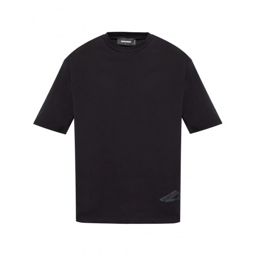 Tricou DSQUARED2, Logo Print, Details, Black, loose Fit Tricou DSQUARED2, Logo Print, Details, Black, loose Fit