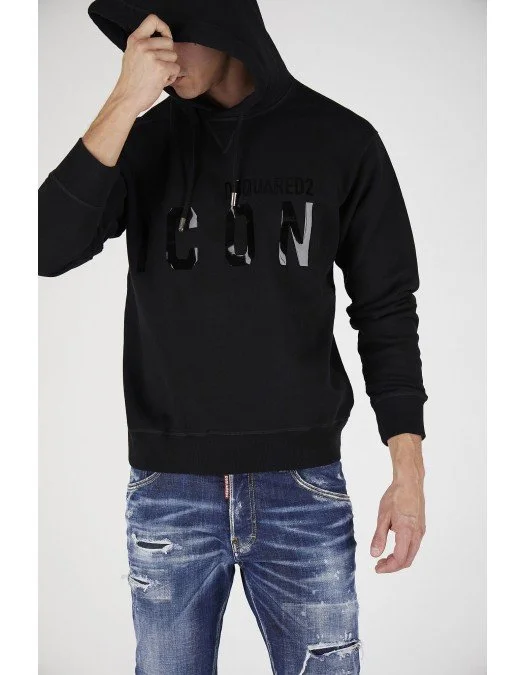 Hanorac DSQUARED2, Tonal Logo Print, Black - S79GU0051S25042992 Hanorac DSQUARED2, Tonal Logo Print, Black - S79GU0051S25042992