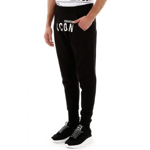 PANTALONI DSQUARED2, Insertie ICON, Negru