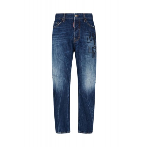 Jeans DSQUARED2, INDIGO BLUE DENIM STRAIGHT-LEG TROUSERS Jeans DSQUARED2, INDIGO BLUE DENIM STRAIGHT-LEG TROUSERS