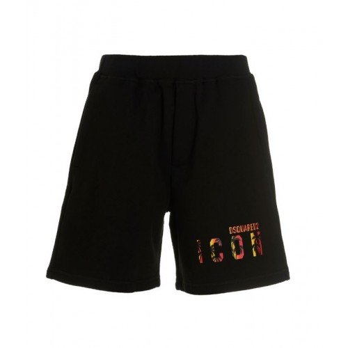 Pantaloni Scurti DSQURED2, Multicolor Palm Tree, Negru