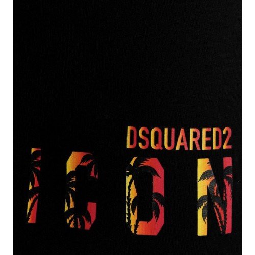 Pantaloni Scurti DSQURED2, Multicolor Palm Tree, Negru