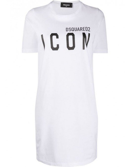 Rochie Dsquared2, Icon Alb, Bumbac - S80CT0006S23009100
