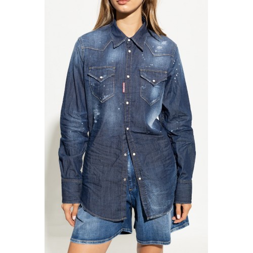 Camasa DSQUARED2, Insertie Icon Paint, S80DL0014S30341470 Camasa DSQUARED2, Insertie Icon Paint, S80DL0014S30341470
