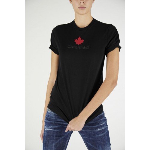 Tricou Dsquared2, Frunza rosie si logo Tricou Dsquared2, Frunza rosie si logo