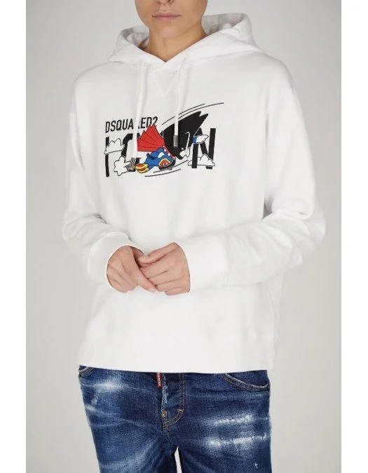 Hanorac Dsquared2, Imprimeu Colorat, White - S80GU0030S25042100 Hanorac Dsquared2, Imprimeu Colorat, White - S80GU0030S25042100