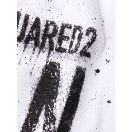 Pantaloni Dsquared2, Imprimeu ICON Sprayed, Alb
