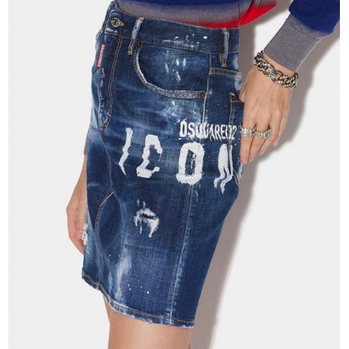 FUSTA DSQUARED2, Icon Spray Midi Denim 
