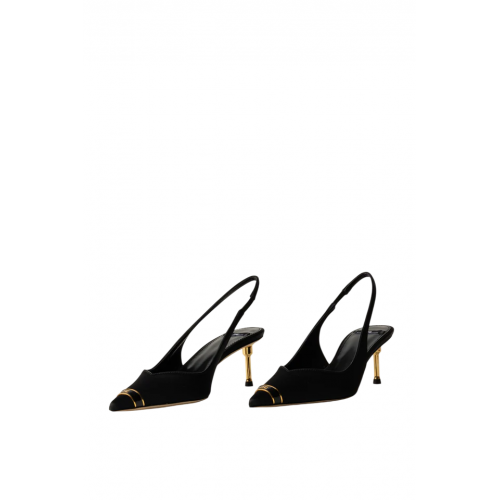 PANTOFI ELISABETTA FRANCHI, Sculpture Heel, Gold Details, Black PANTOFI ELISABETTA FRANCHI, Sculpture Heel, Gold Details, Black